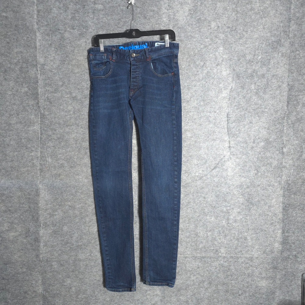 Desigual Slim Fit Jeans Mens 28 Dark Wash Button Fly Stretch Denim EuroFit Wear